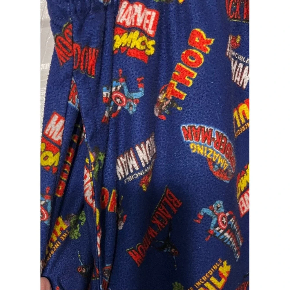 Marvel Comics Avengers Men's Fleece Sleep Pant's Blue Character Logo Print Large